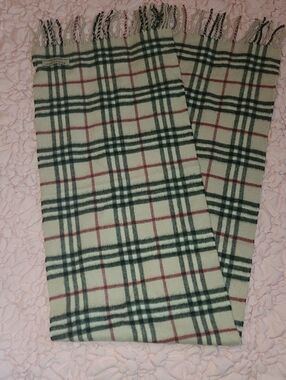 Burberry Style Cream, Black & Red Cashmere Plaid Scarf